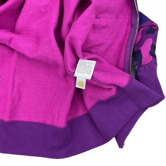 BAPE Color Camo Shark WGM Hoodie Sweatshirt Purple | A Bathing Ape - Picture 12 of 13